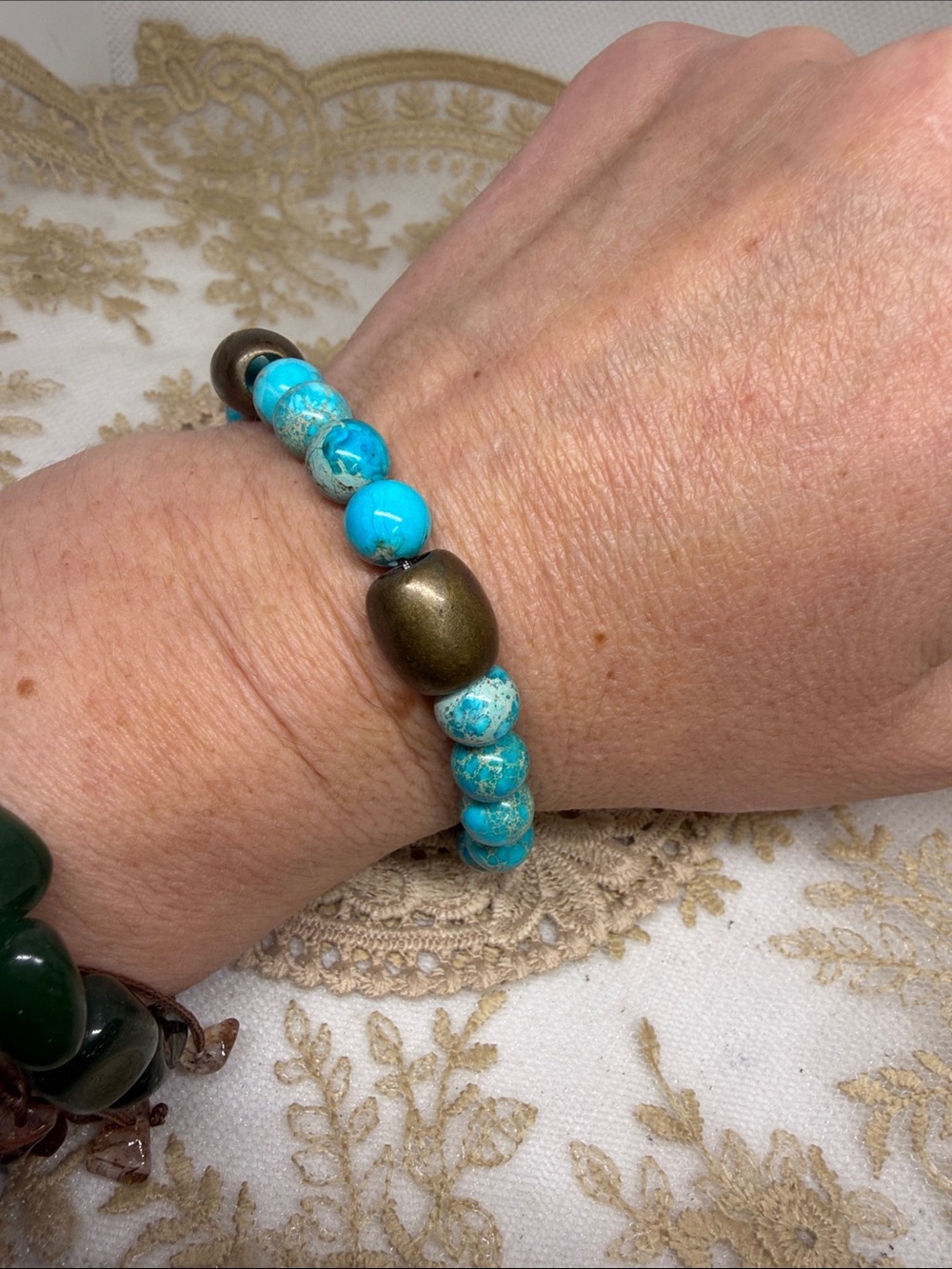 Sea Sediment Jasper Bracelet Turquoise Blue Boho Desert Market OOAK